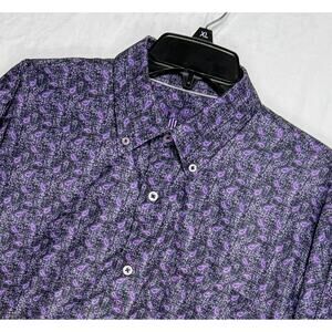 Visconti Black Shirt Mens XL Extra Large Purple Black Long Sleeve Button Up